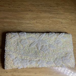 RIMCO Vintage White Sequence Purse Pearl